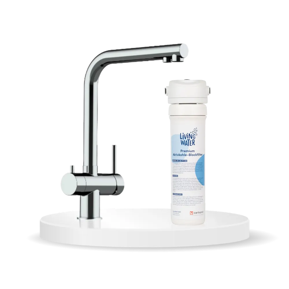 1-Wege-Wasserhahn Für Wasserreiniger – 1/4 Zoll, Verchromt, Mit Schwarzem Hebel Für Gereinigtes Wasser