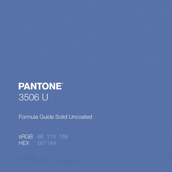 Pantone 3506 U, unbeschichtete Farbprobe in Blau.
